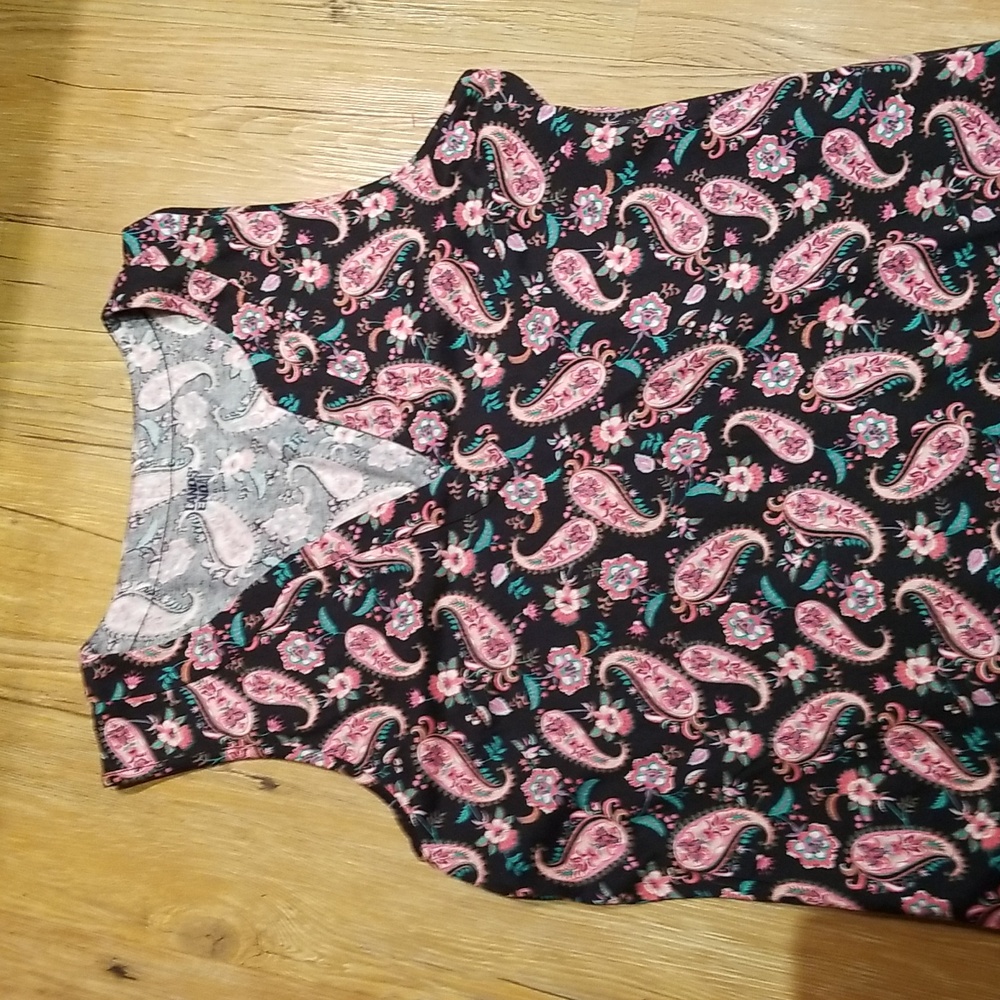Lands' End Paisley Dress - Pink and Black Sz XL - Picture 2 of 6